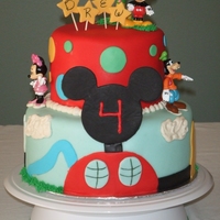 Mickey Mouse Clubhouse Cake My son's Mickey Mouse Clubhouse cake inspired by many cakes on CC. 9" and 6" rounds covered in MFF.