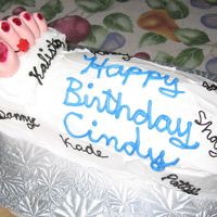 Broken Leg This was for my sister in-law's birthday. She was in the hospital after braking her leg skiing. It is butter cream icing and the toes...