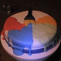 Painter Cake i did the cake in white fondant. i make thin royal icing and a paint brush. my girlfriends dad is a panter and we thought it would be cute...