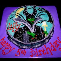 Maleficent Evil Fairy from Sleeping Beauty hand drawn with buttercream