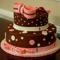 Pink & Brown Polka Dot With Fondant I did this for a baby shower - and added a piece of fondant with the baby's name after delivery.