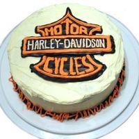 Harley Davidson Cake I had to put the logo on freehand as I couldn't find an image that was reversed! It is all butter cream icing, save for the black....