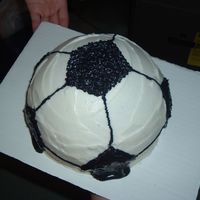 Soccerball Cake Soccerball dome cake with ice cream centre for my nephew.