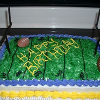 Lsu Football this is an lsu football cake i did for a friend. i used coconut as grass, and painted popsicle sticks for the goal posts. I also found so...