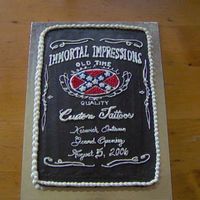 Grand Opening Immortal Impression Tattoo Shop This cake is a replica of Immortal Impressions Tattoo shops t-shirt logo.