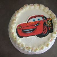 Cars Lightning Mcqueen FBCT. I know those sprinkles won't much with this cake but the BD boy can't have any food coloring and those sprinkles are all...