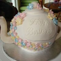 Teapot Cake Covered in MMFondant with MMF flowers, handle and spout...