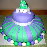 Froggy Cake My first attempt at makinga stacked cake and I think it turned out ok!It's whitecake with coconutmousse, passionfruit-fromage and...