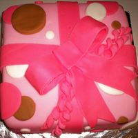 Course 3 Gift Cake my first time with fondant. the brown dot in the back is doubled up due to my lack of knowledge of exactly how fast vanilla dries and...