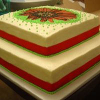 Bridal Shower Red Gerber Daisy with Green Royal icing dots, Butter cream