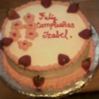 Strawberries And Cream strawberries and cream cake . filled with vanilla custard peach, pineapple chunks and strawberries , yellow cake.