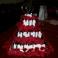 Square Wedding Cake Square Cakes, white on bottom layer, red velvet 2nd layer and chocolate on top. filled with buttercream, covered with fondant, chocolate...