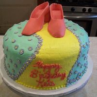 Resized_Ruby_Shoes.jpg 10" round iced in buttercream. Gumpaste slippers and fondant "poppies." TFL