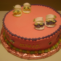 Twin Girls Baby Shower Cake was for a set of twin girls. This was my first time using the template for the booties, it was not as difficult as I expected.