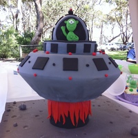 Spaceship Cake My nephew's fifth birthday cake. Chocolate cake covered in ganache then fondant. This cake was lots of fun to make and I was very...