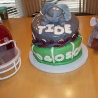 Alabama Football Cake This was our first attempt at fondant and topsy turvy.