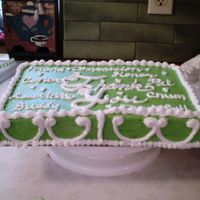 Thankyou Side View Side view of green thank you cake.