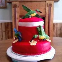 Hummingbird Feeder W/ Gumpaste Hummingbirds Made this for my Mom's birthday. We both love hummingbirds! It is a feeder with gumpaste hummingbirds made from a candy mold. The...