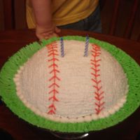 Baseball Cake My son's second birthday cake. At the last minute we decided to do a basball theme. I used the Wilton's soccerball pan.