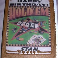 Texas Hold 'em Edible Image This is my brother's birthday cake in 2006. This shows a multi-colored edible image on light chocolate icing, even the white parts...