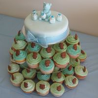 Badens Christening I designed this cake for my nephews christening. I thought that the tiny teddies looked really cute on the cupcakes. The icing should have...