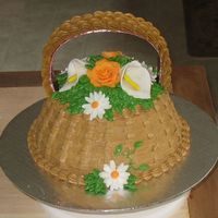 Birthday Basket Carrot cake with cream cheese buttercream and fondant flowers