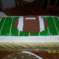 Football Field Cake This cake went along with a chocolate football cake for my nephew's first birthday. It is a white/almond with buttercream icing.