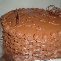 Mothers Day Basket Weave Co-worker orderd this for his mother. Chocolate fudge cake, with chocolate buttercream and chocolate butterflies.