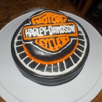 Harley Cake For fathers day. The harley seal is royal icing.