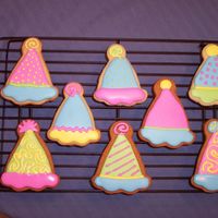 Birthday Hats NFSC and honey spice cookies decorated with RI. Inspired by Golfgirl1227's beautiful cookies.