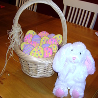 Easter Cookies Easter egg cookies I served in an Easter basket with a bunny.