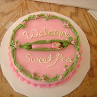 Sweat Pea My friend wanted a cake for her daughters baby shower.First time making a face. Really enjoyed making this cake. Now I have to teach my...