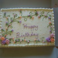 Last Minute Birthday Cake Here is the birthday cake I did for My DH's Fellow co-workers wife. DH called me @5:00p.m. yesterday for a cake at 6:00p.m. tonight....