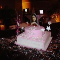 Star Theme Cake One of our radio DJs here had a celebrity birthday party and she asked me to do her cake! It's all red velvet cake. Also did a cupcake...