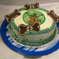 Scooby Doo Fundraiser cake. modeling chocolate dog bones. white chocolate buttercream blueberry yogart cake.