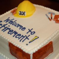 Hard Hat Retirement A retirement cake for a man who had been in the construction business. Cream cheese frosting w/ fondant accents (yes, I made those little...