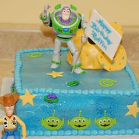 Buzz Lightyear Birthday Two-tiered cake for my son's 3rd birthday - Buzz themed. Thanks for all the inspiration from CC'ers on this one! There's a...