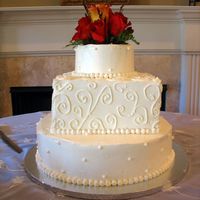 White Mixed Shape Wedding I realize the square tier is too large. But it is the dimensions that the client ordered so that's what they got : )