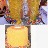 Texas Size Candy Corn Cake Upon cutting this cake, it looks like very large candy corn