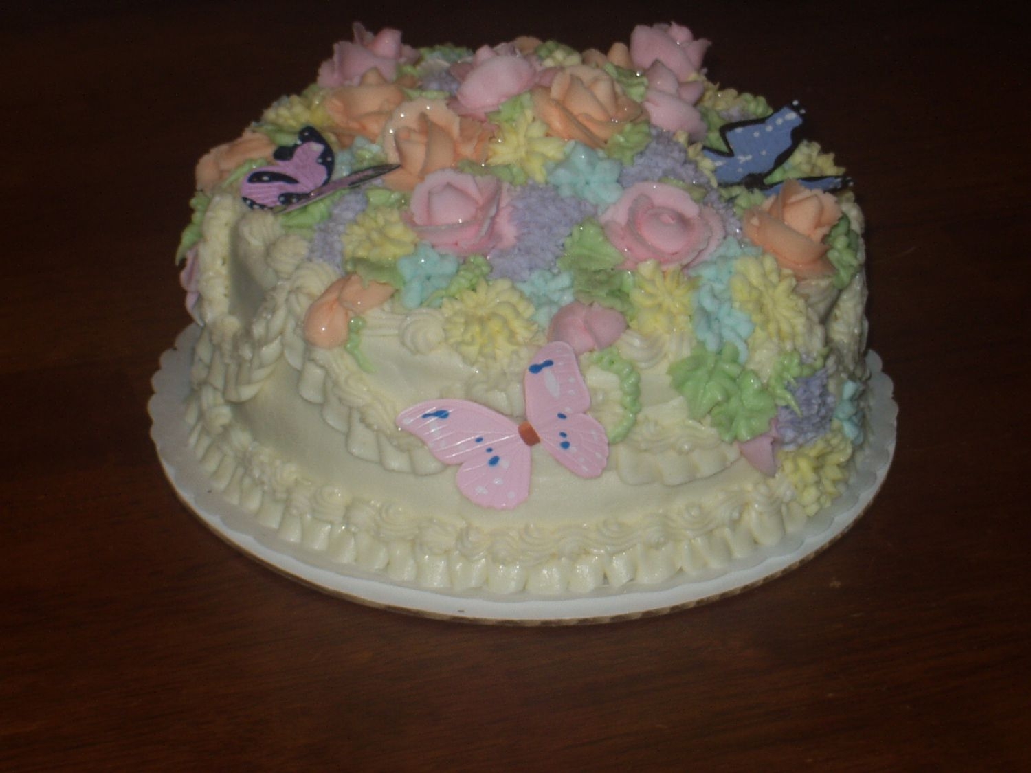 Flowers And Butterflies 2 layer 8" round