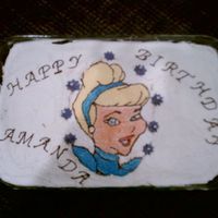 Cinderella This was a box chocolate cake mix. The frosting is a dreamwhip with a frozen buttercream for cinderella. It was for my daughters 5th...