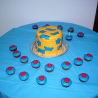 Play Doh Cake We had a Play Doh Party for my sons 3rd birthday. The cupcakes surroundign the cake spell out Happy Birthday.