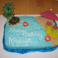 Beach Party Inspired by Cake Central I made this cake from scratch for my daughters 6th birthday. BC frosting with nilla wafer beach. I used peach...