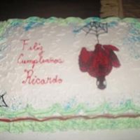 Tres Leches Spider Man Cake 1/2 sheet tres leches cake with frozen buttercream transfer.