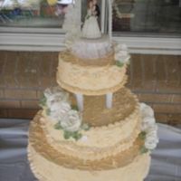Second Wedding Cake... This wedding cake was decorated with Bakemark the roses are also made with the whipped topping the color I used is Ivory it is a 8" +...