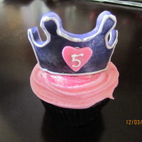 Princess Crown Cupcakes Chocolate Cupcake with vanilla buttercreme and mmf princess crown airbrused and adorned with mmf heart and edible pearls.
