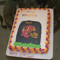 50Th Birthday/redskins Made for my friend's father for his 50th birthday. I am a Redskins' fan, so I really didn't want to do this cake. Instead of...