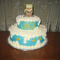 Spongebob 2 tiered cake with spongebob topper made with BC. I saw this cake on here and loved the simplicity of it. However I didn't save the...