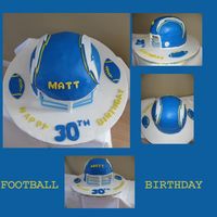 Football Birthday This was my first attempt at making a 3D football helmet.I would like to thank KittisKakes for all her help and advice....only if my cake...