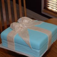 Tiffany Box Here is my cake of first's. First time for gumpast/fondant bow, luster dust, satin ice, bridal shower cake and finally it was the...